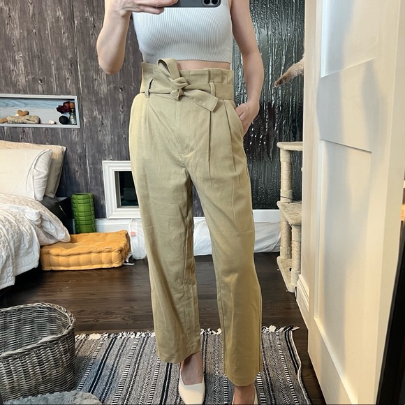 NWT OAK+FORT Beige Tie Front Trousers - Picture 2 of 5